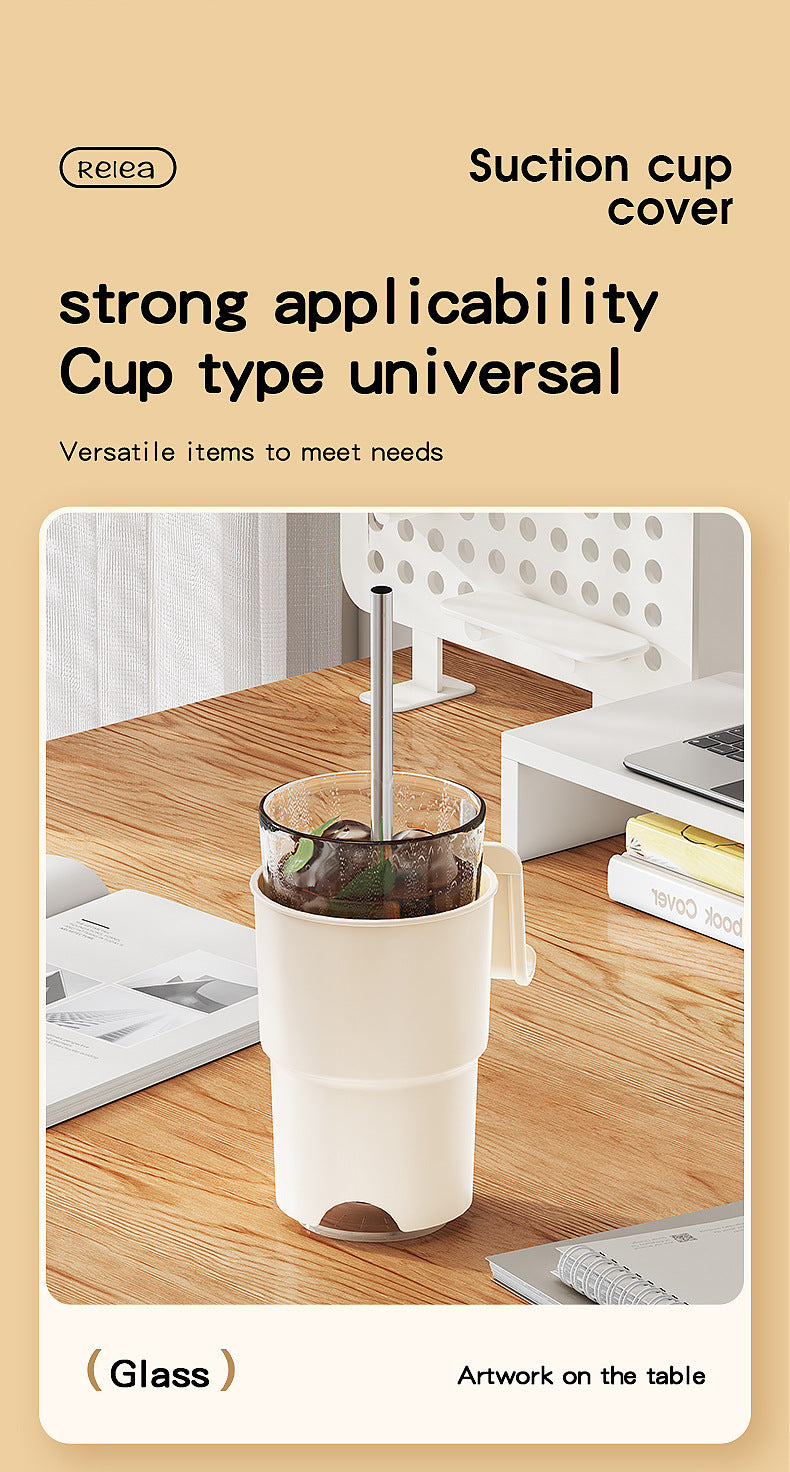Multi-Purpose Anti-Spill Cup Holder with Suction Base & Detachable Phone Stand black