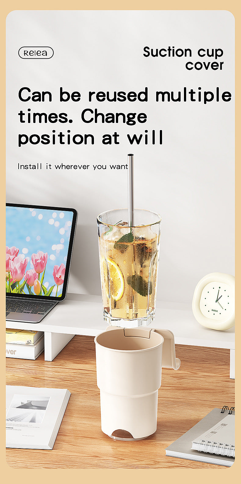 Multi-Purpose Anti-Spill Cup Holder with Suction Base & Detachable Phone Stand green