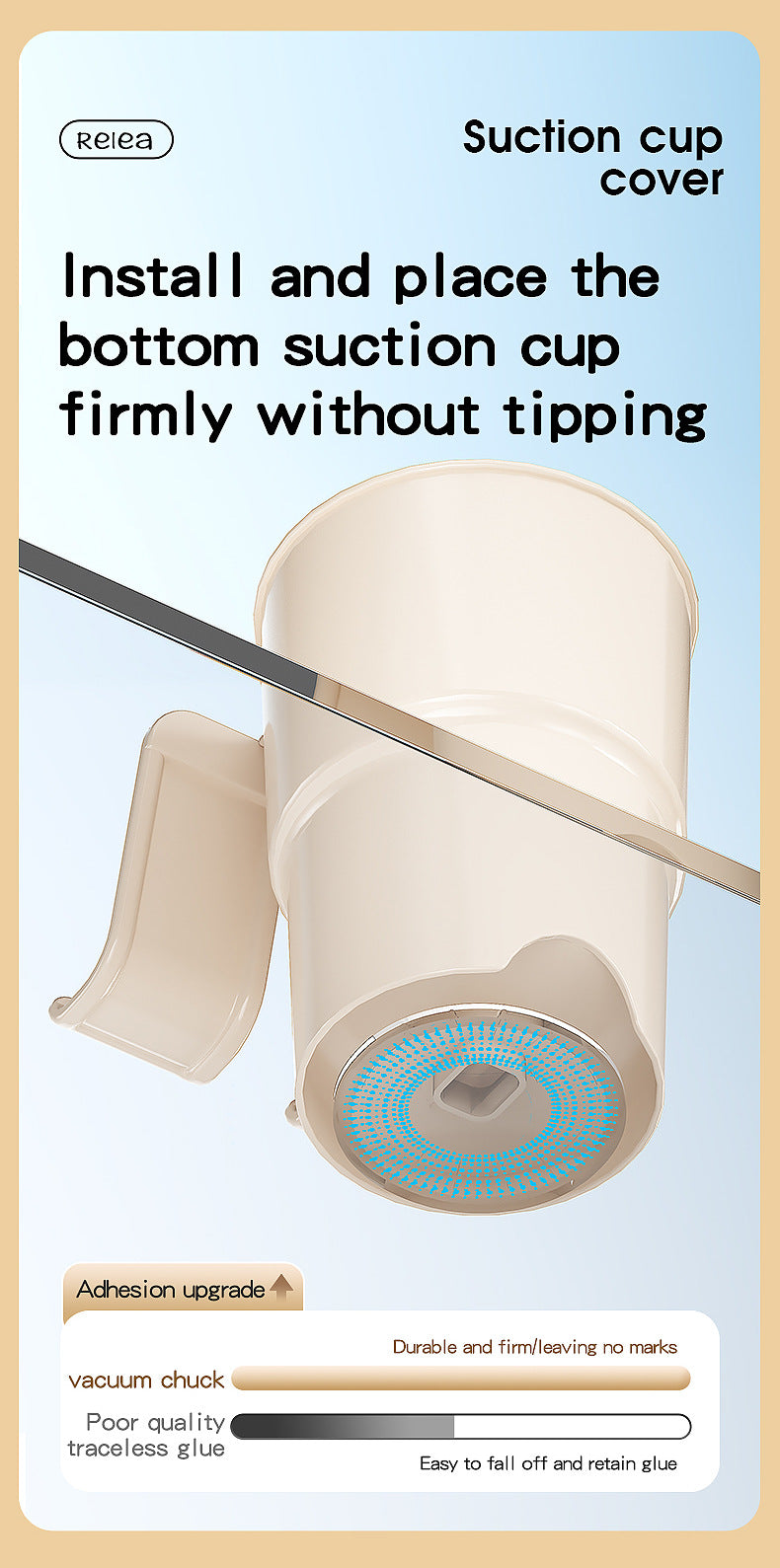 Multi-Purpose Anti-Spill Cup Holder with Suction Base & Detachable Phone Stand white