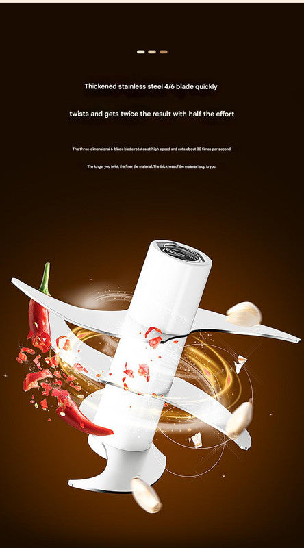 Powerful Mini Electric Food Chopper - USB Rechargeable Cordless Garlic & Meat Mincer green 320ml + 6-blade knife