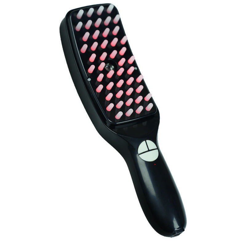 Black LED Therapy Scalp Massager Comb - Red & Blue Light Vibrating Brush with Nano Mist Sprayer for Hair Health