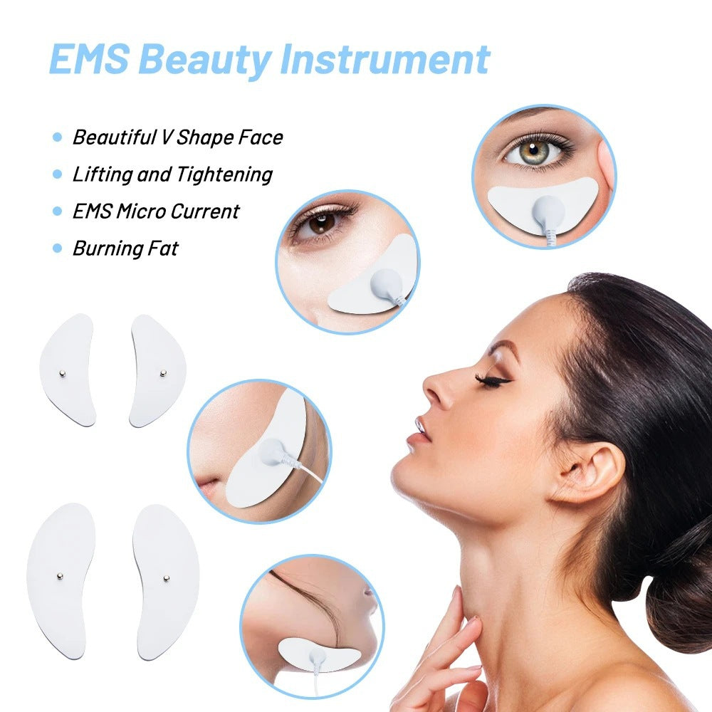 White EMS Microcurrent V-Line Face Lifting Massager - Rechargeable Facial Toning Device for Wrinkles & Skin Tightening