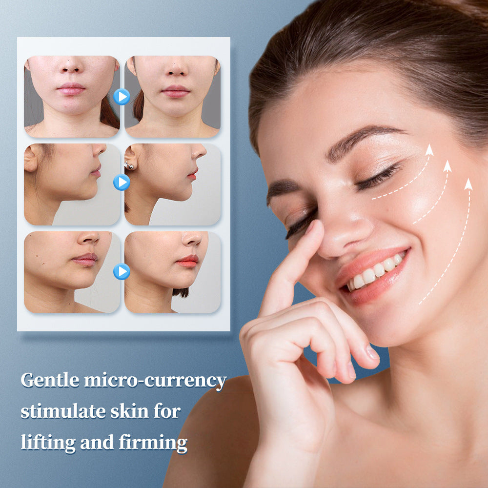 White EMS Microcurrent V-Line Face Lifting Massager - Rechargeable Facial Toning Device for Wrinkles & Skin Tightening
