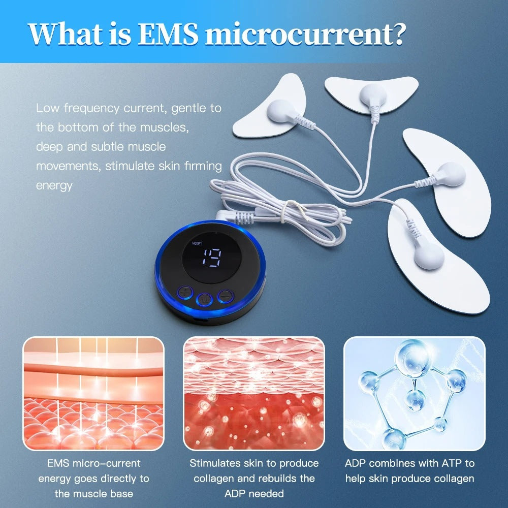 White EMS Microcurrent V-Line Face Lifting Massager - Rechargeable Facial Toning Device for Wrinkles & Skin Tightening