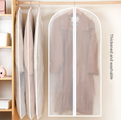 White Edge 10-Pack Hanging Garment Bags for Closet Storage - Translucent Dust-Proof Suit Covers, Washable & Reusable Coat Protectors 2 Sizes