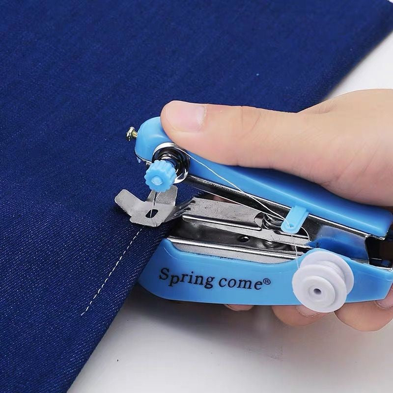 2 Pcs Blue Portable Mini Handheld Sewing Machine - Manual Stitching Tool for Quick Fabric Repairs