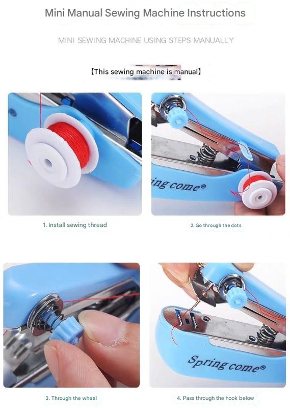 2 Pcs Blue Portable Mini Handheld Sewing Machine - Manual Stitching Tool for Quick Fabric Repairs