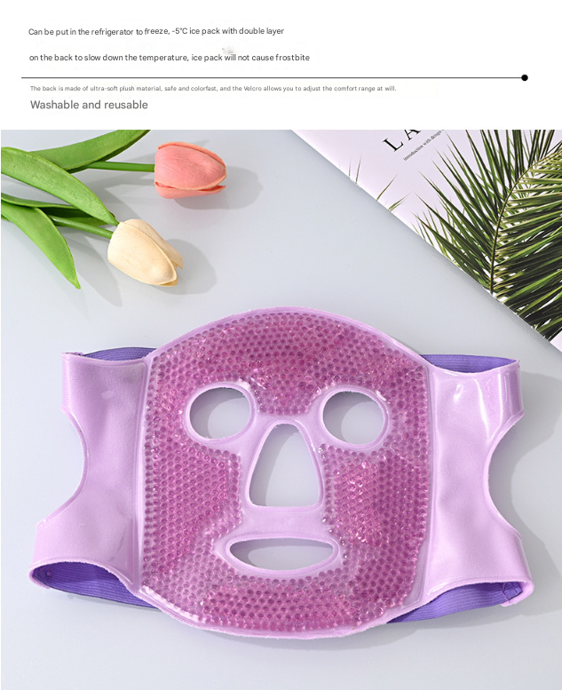 Purple Reusable Cooling Gel Bead Face Mask and Eye Mask Set - Soothing Therapy for Puffy Eyes, Headaches and Facial Relaxation