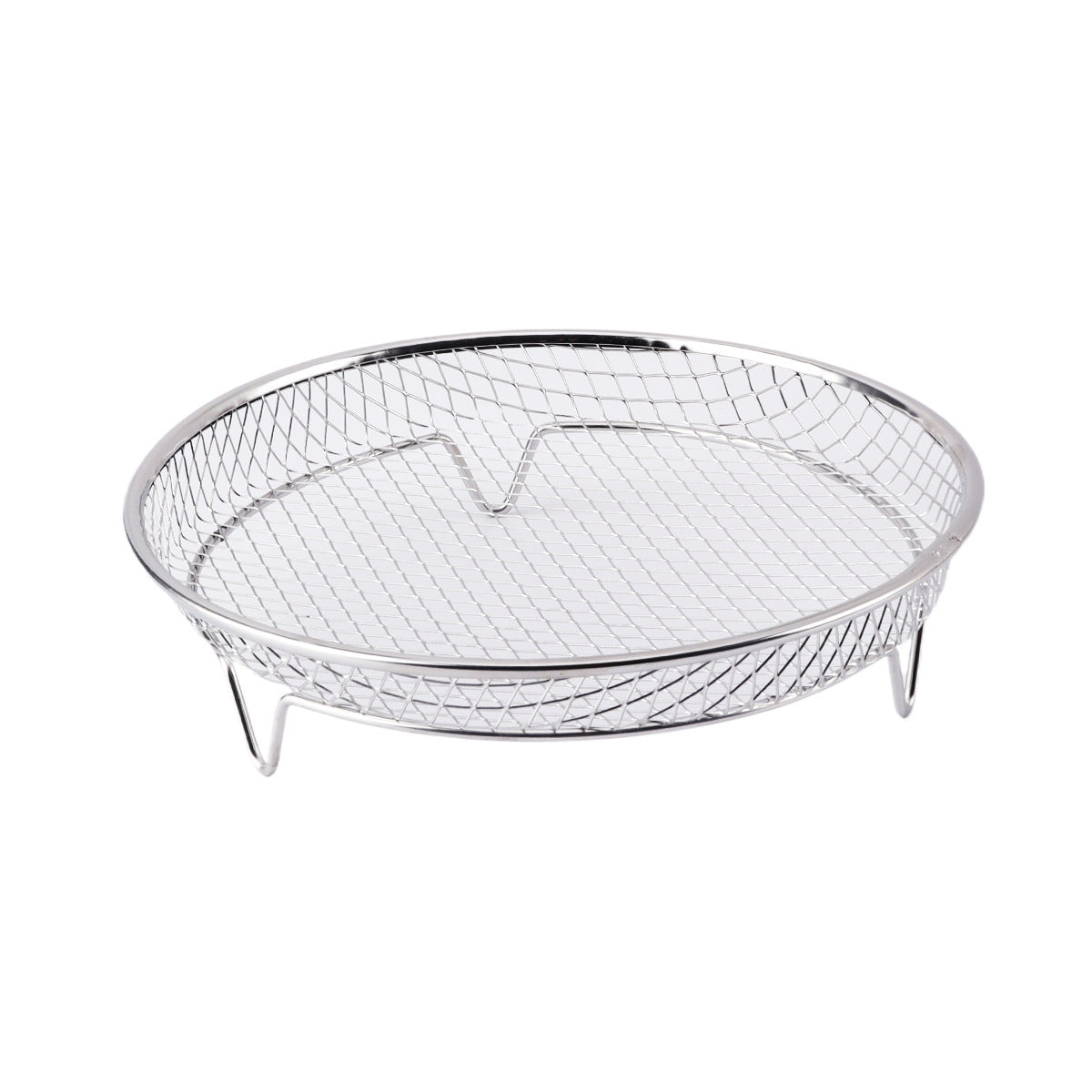 Silver 3-Pack Stackable Air fryer Racks - Food Grade Stainless Steel Multi-Layer Dehydrator & Crisper Tray Accessory