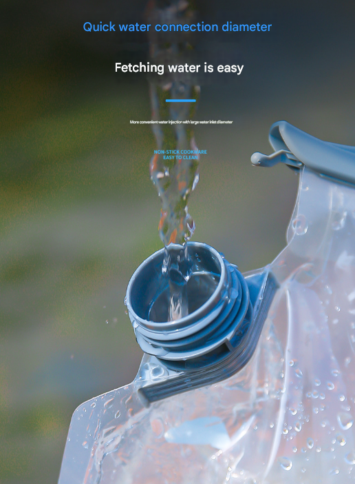2 Pcs Grey 8L Foldable Water Bag - Large Capacity Portable Water Carrier with Spigot for Camping & Outdoors