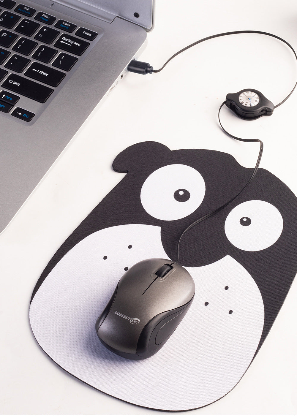 Blue and Black Portable Mini USB-C Mouse with Retractable Cable - Silent Click Travel Mouse for Laptop, MacBook, Tablet