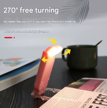 2 Pcs Black USB Rechargeable Clip-on LED Book Light - 3 Color Modes & Dimmable Brightness for Eye-Caring Reading