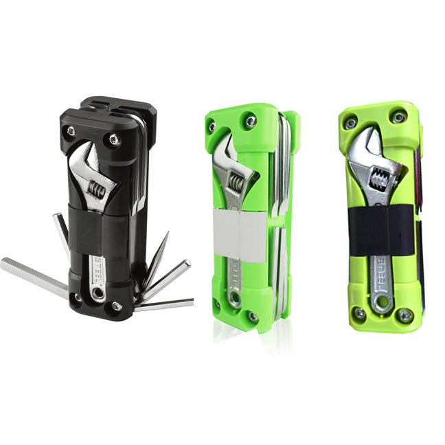 Green Versatile 16-in-1 Bike & Motorcycle Multi-Tool - Portable Repair Kit with Adjustable Wrench
