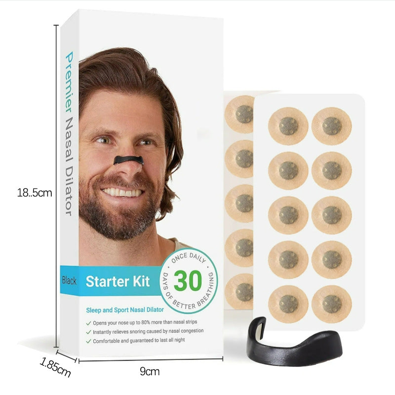 White Square Anti-snoring Patch Set 30 Pairs of patches Magnetic Nasal Dilator Kit for Snoring Relief - Reusable Multi-Size Sleep & Sport Breathing Aid