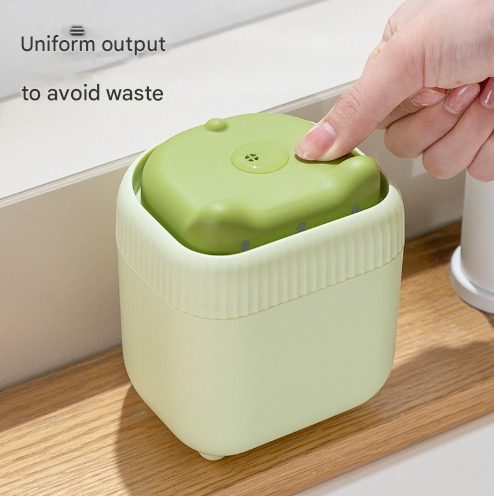 2 Pcs Green + Yellow Cute Cat Press-to-Dispense Soap Pump & Sponge Caddy for Kitchen Sink
