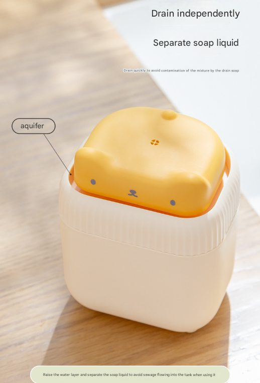 2 Pcs Green + Yellow Cute Cat Press-to-Dispense Soap Pump & Sponge Caddy for Kitchen Sink