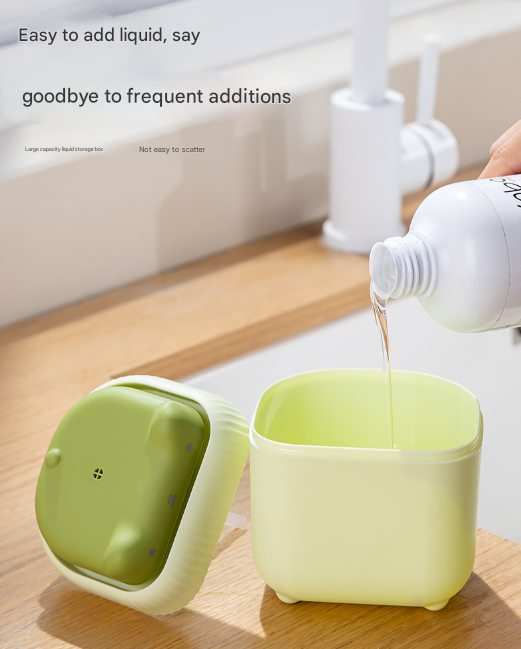 2 Pcs Green + Yellow Cute Cat Press-to-Dispense Soap Pump & Sponge Caddy for Kitchen Sink