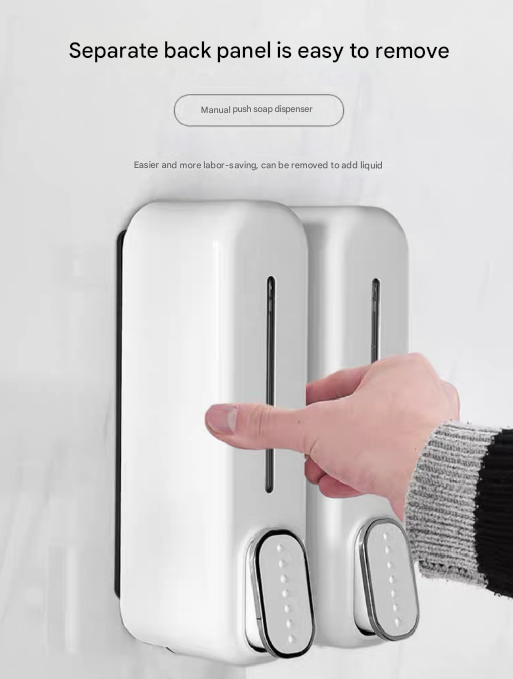 2 Pcs White Modern Wall-Mounted Press Soap Dispenser - 300ml Refillable Pump for Bathroom & Kitchen