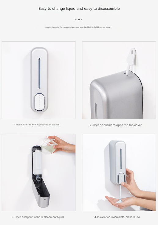 2 Pcs White Modern Wall-Mounted Press Soap Dispenser - 300ml Refillable Pump for Bathroom & Kitchen