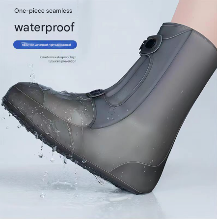 2 Pcs Size M Dark Grey Reusable Waterproof Shoe Covers - Heavy Duty Non-Slip Rain Boot Protectors