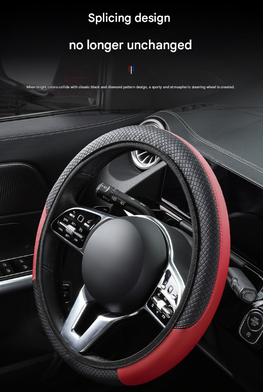 2-Pack Type A + Type B Brown And Black Sporty Carbon Fiber Leather Steering Wheel Cover - Universal 38cm Easy-Fit Elastic Grip