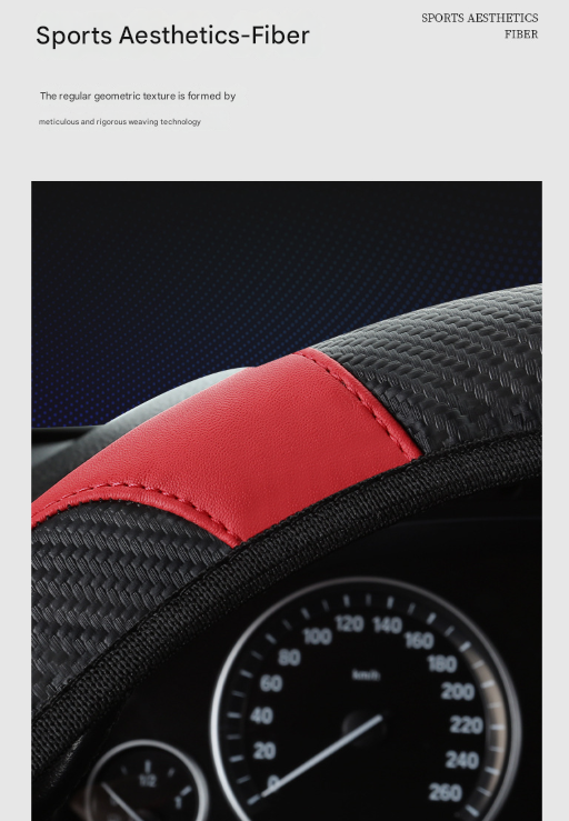2-Pack Type A + Type B Brown And Black Sporty Carbon Fiber Leather Steering Wheel Cover - Universal 38cm Easy-Fit Elastic Grip