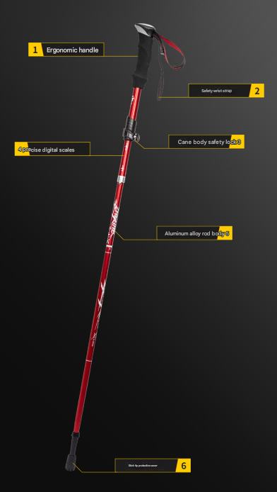 Long Red Ultralight Foldable Hiking Pole - Adjustable Aluminium Trekking Stick with EVA Grip for Outdoor Walking & Climbing