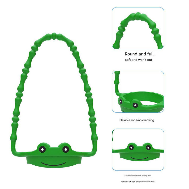 2 Pcs Green Frog Adorable Animal Silicone Cup Carrier - Portable Reusable Handle for Water Cup cup not included