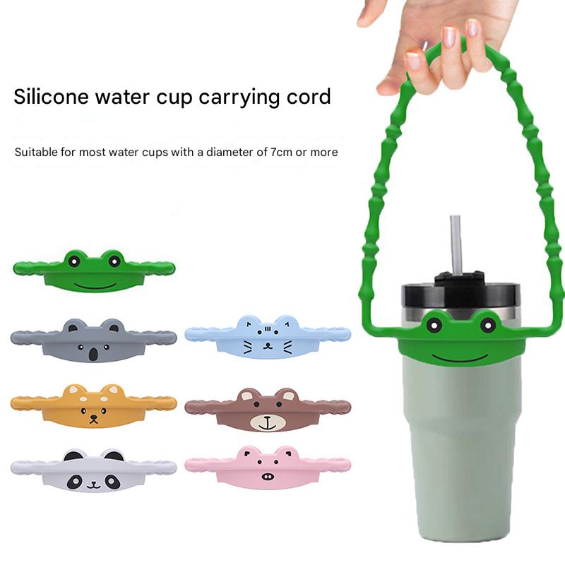 2 Pcs Brown Bear Adorable Animal Silicone Cup Carrier - Portable Reusable Handle for Water Cup cup not included