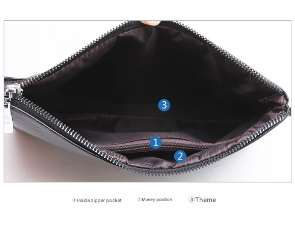 Brown Classic Men's PU Leather Clutch Bag - Slim Business Wristlet & Travel Pouch