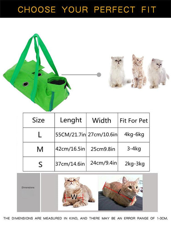 Size L Blue Multi-Functional Cat Grooming Bag - Anti-Scratch Restraint Pouch for Nail Trimming and Vet Visits