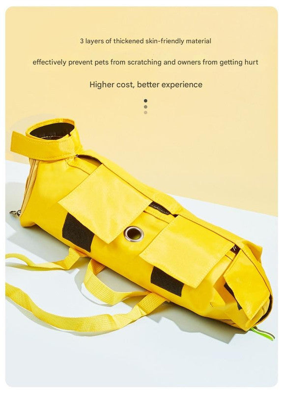 Size M Yellow Multi-Functional Cat Grooming Bag - Anti-Scratch Restraint Pouch for Nail Trimming and Vet Visits