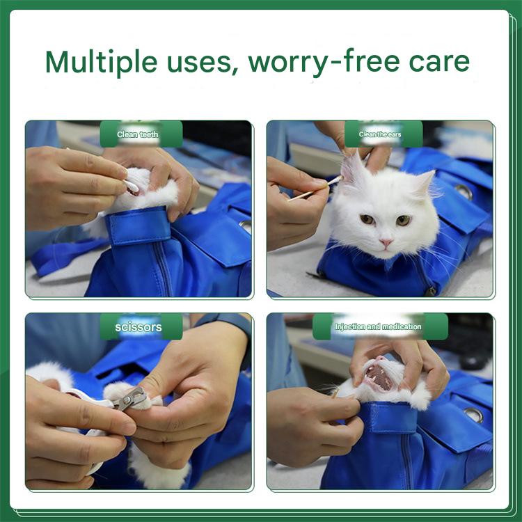 Size M Yellow Multi-Functional Cat Grooming Bag - Anti-Scratch Restraint Pouch for Nail Trimming and Vet Visits