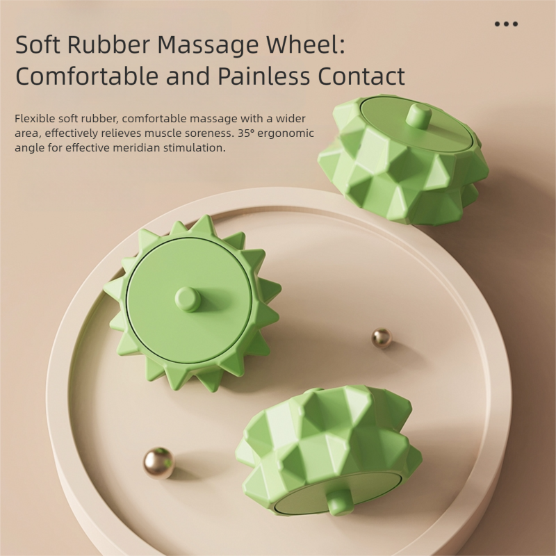 Green and White Removable Adjustable Wrap-Around Muscle Roller - 11-Wheel Deep Tissue Massager for Legs, Arms & Body