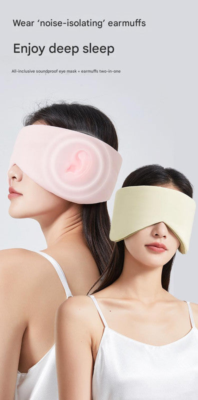 Pink Reversible All-Season Sleep Mask - Cooling & Warming with Sound Muffling Ear Covers Function