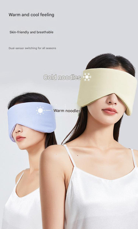 Black Reversible All-Season Sleep Mask - Cooling & Warming with Sound Muffling Ear Covers Function
