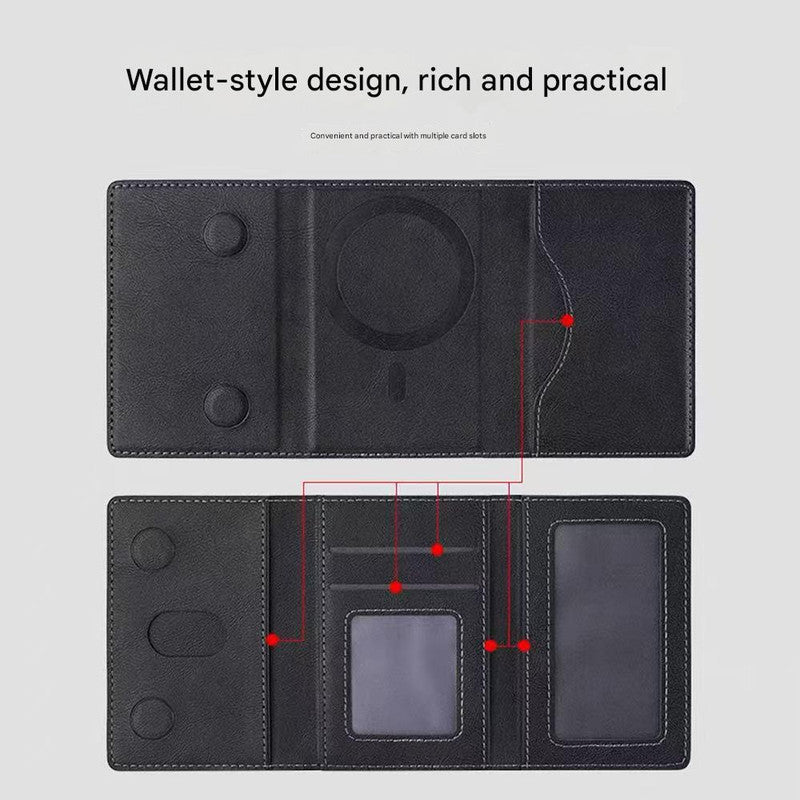 Dark Purple 3-in-1 Magnetic Wallet for MagSafe - Slim PU Leather Card Holder with Kickstand