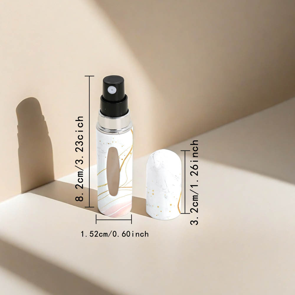 Champagne Chic Marble Travel Perfume Atomizer Set 3-Pack - 5ml Leakproof Bottom-Fill Spray Bottles