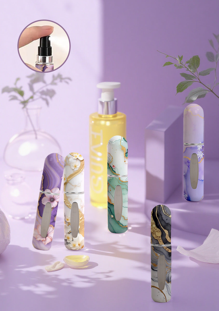 Light Green Chic Marble Travel Perfume Atomizer Set 3-Pack - 5ml Leakproof Bottom-Fill Spray Bottles