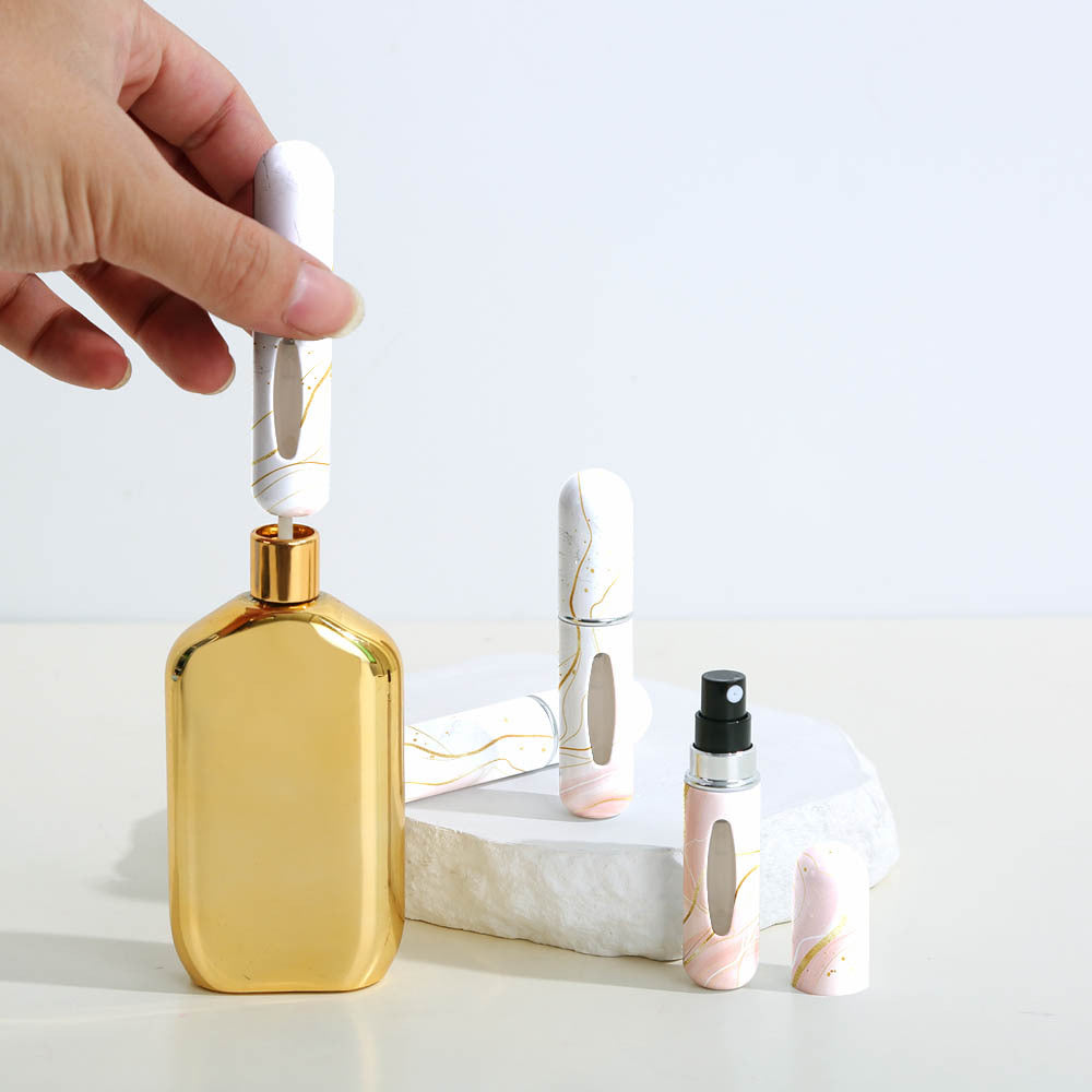 Light Green Chic Marble Travel Perfume Atomizer Set 3-Pack - 5ml Leakproof Bottom-Fill Spray Bottles