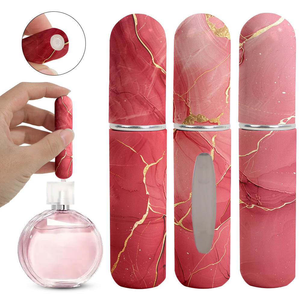 Red Chic Marble Travel Perfume Atomizer Set 3-Pack - 5ml Leakproof Bottom-Fill Spray Bottles