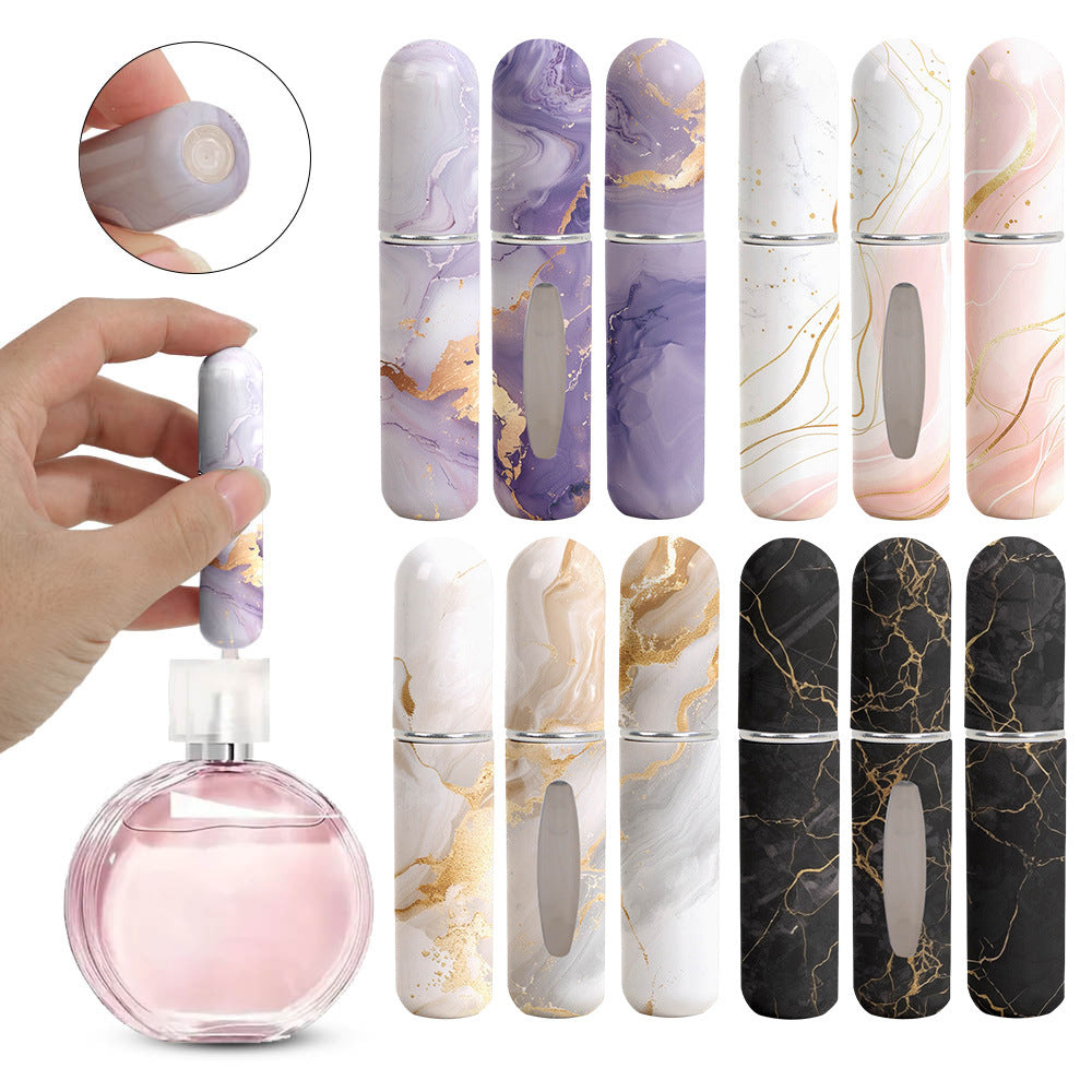 Red Chic Marble Travel Perfume Atomizer Set 3-Pack - 5ml Leakproof Bottom-Fill Spray Bottles