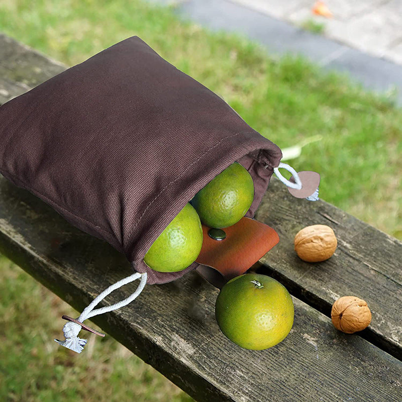 Black Collapsible Canvas Foraging Pouch - Hands-Free Belt Bag for Hiking & Camping Activities