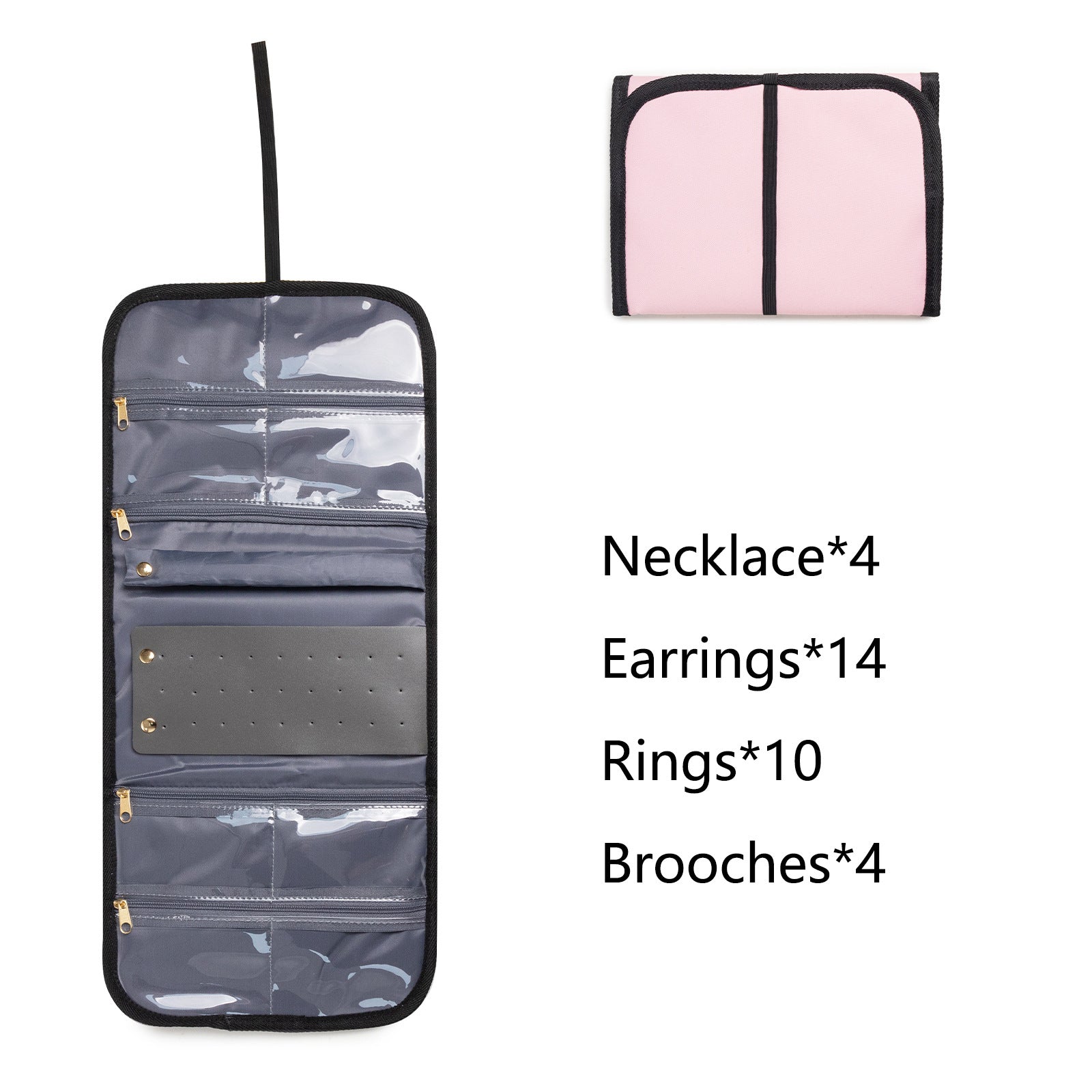 Large Capacity Travel Makeup Backpack with 5 Removable Organizer Cases & Jewelry Roll pink