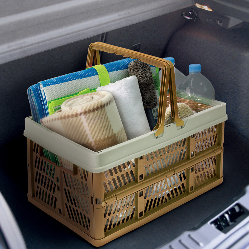 Large Collapsible Storage Basket with Handles - Portable Folding Crate for Shopping, Picnics & Car Trunk blue
