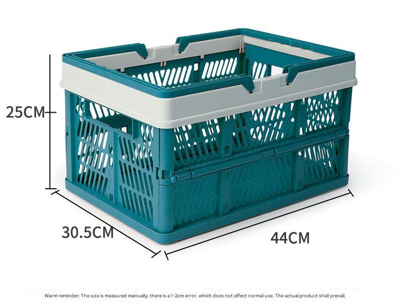 Large Collapsible Storage Basket with Handles - Portable Folding Crate for Shopping, Picnics & Car Trunk blue