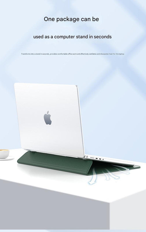 3-in-1 PU Leather Laptop Sleeve with Stand & Mouse Pad + Accessory Pouch black