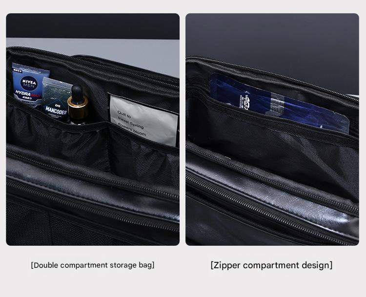 Large Capacity PU Leather Toiletry Bag - Multi-Compartment Dopp Kit & Cosmetic Organizer black