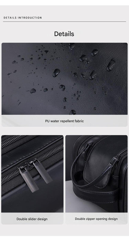 Large Capacity PU Leather Toiletry Bag - Multi-Compartment Dopp Kit & Cosmetic Organizer Tan