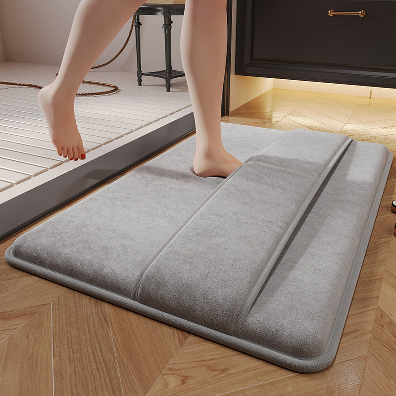Luxury Plush Memory Foam Bath Mat with Foot Drying Panel - Super Absorbent & Non-Slip Bathroom Rug Coral gray